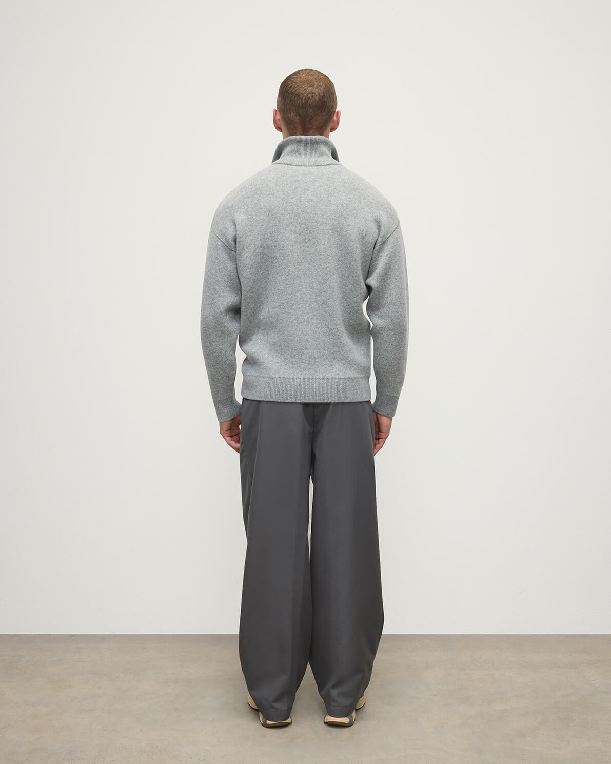 Double Face Grey Half Zip Jumper - 4