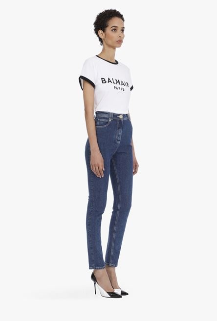 Skinny high-waisted light blue jeans - 7