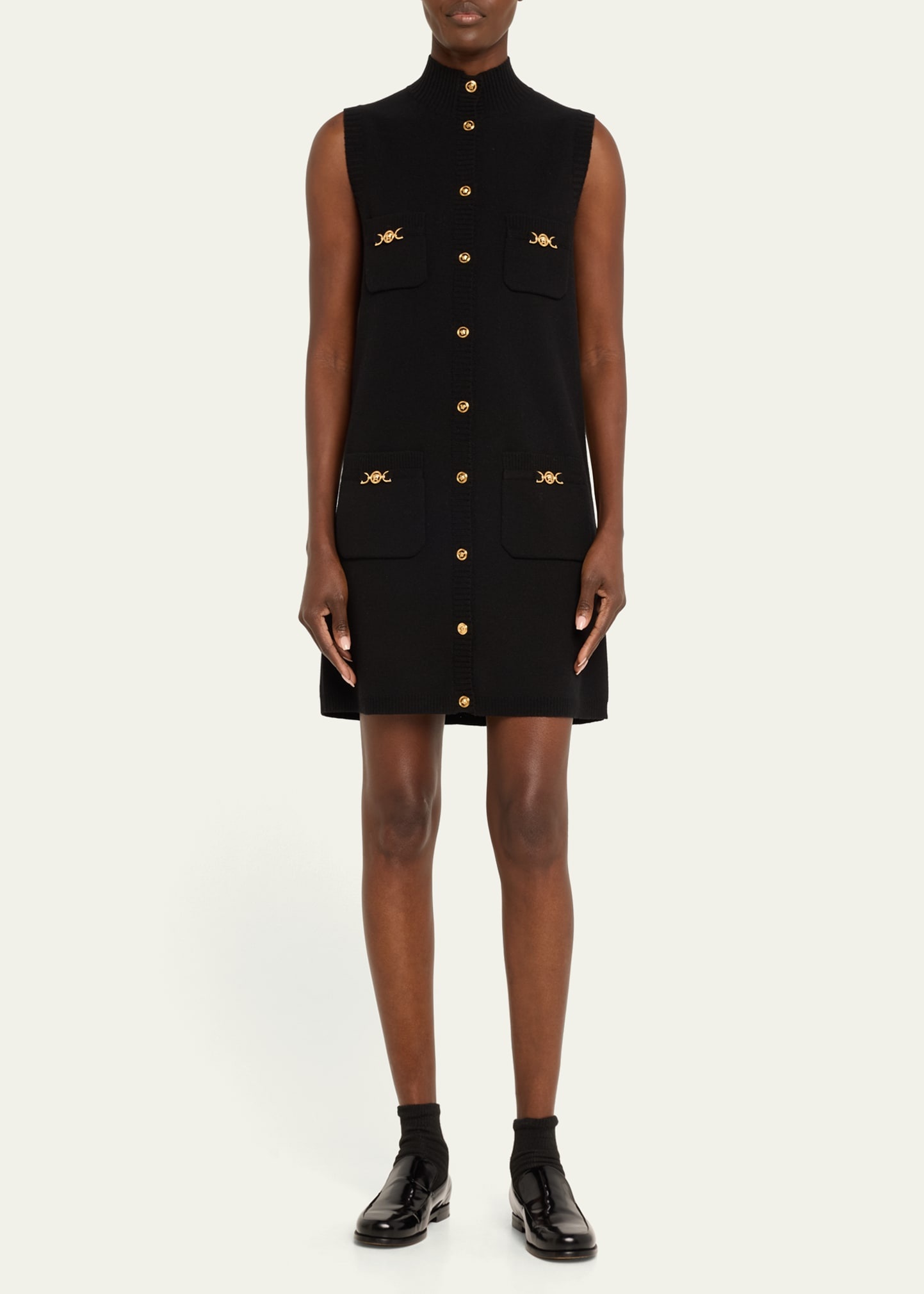 Button-Front Knit Medusa Mini Dress - 2