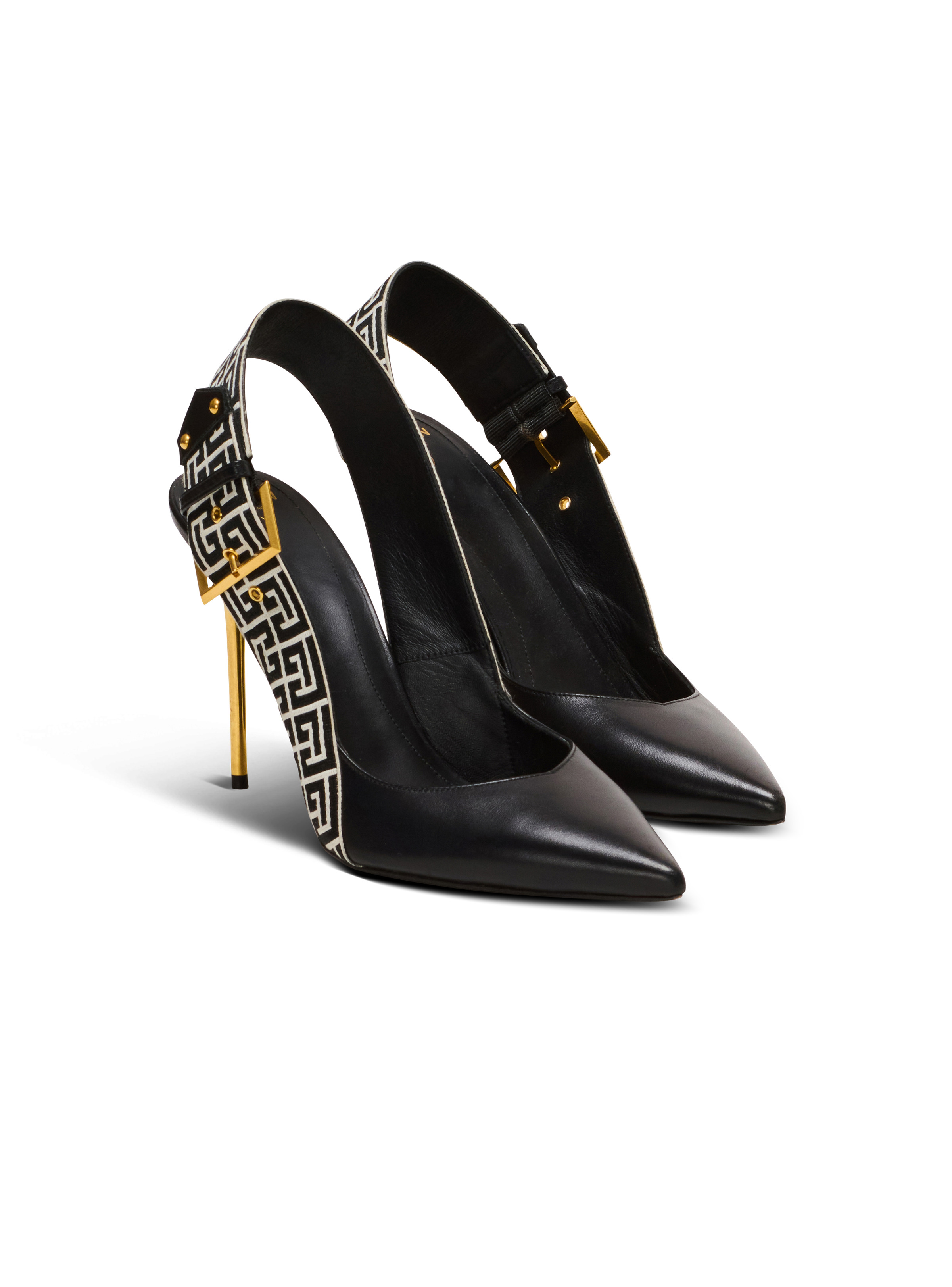 Ruby slingbacks in calfskin and monogrammed - 2