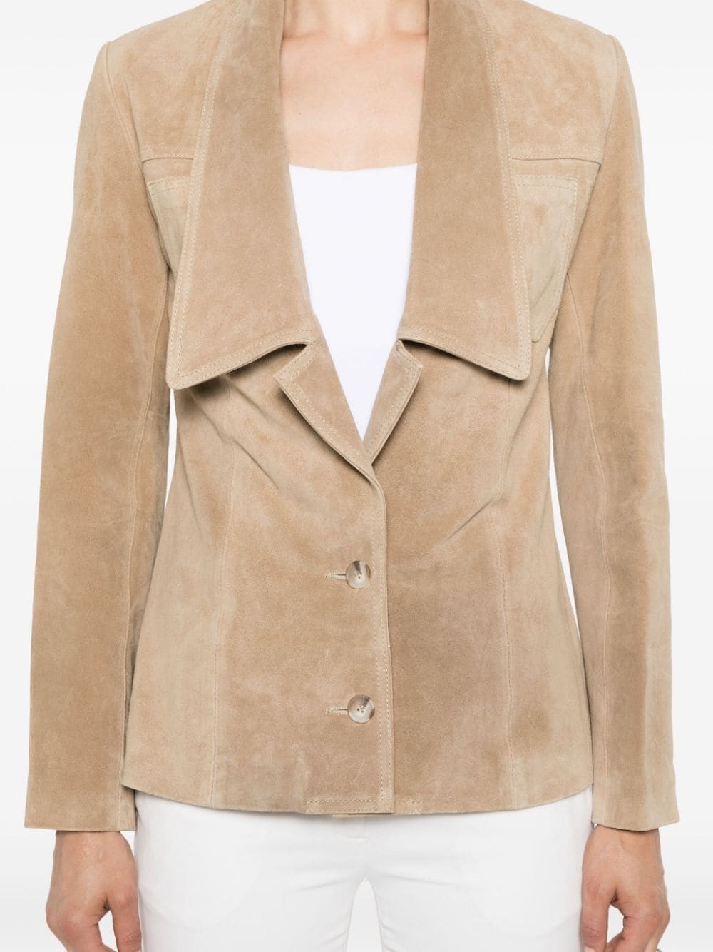 suede single-breasted jacket - 5