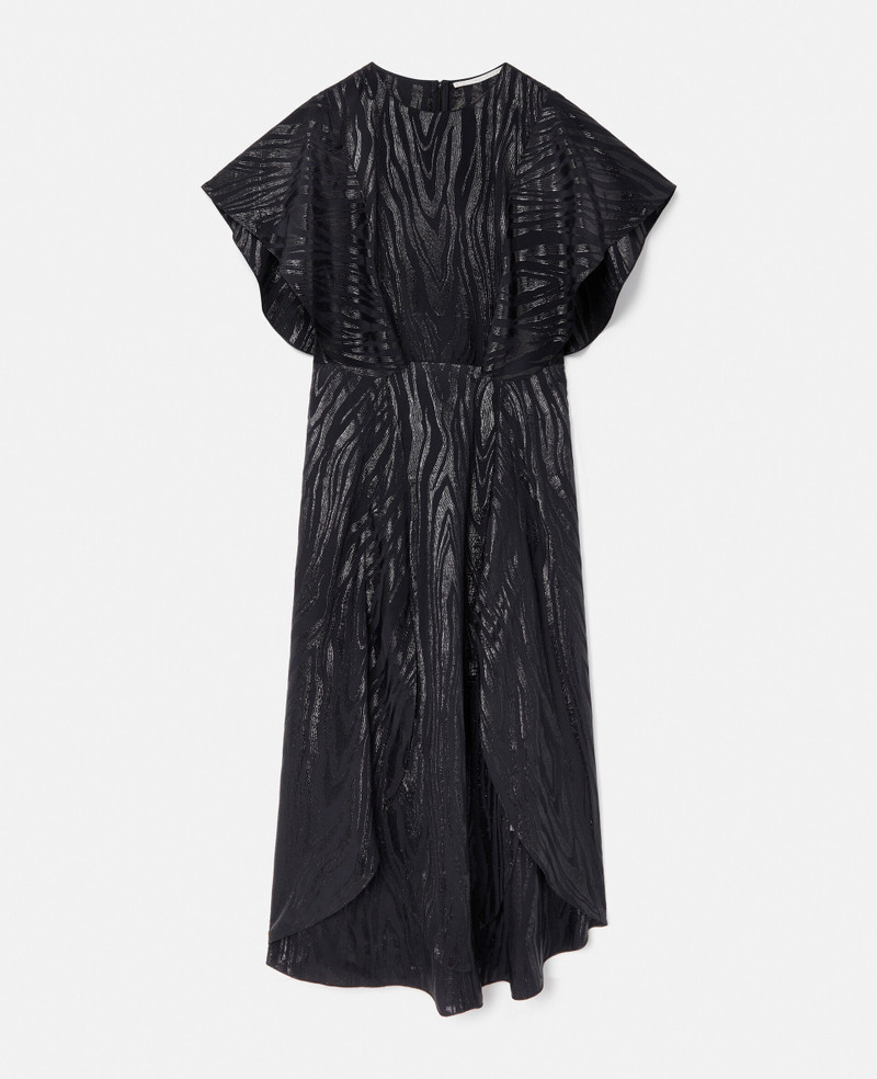 Woodgrain Print Lurex Midi Dress 1