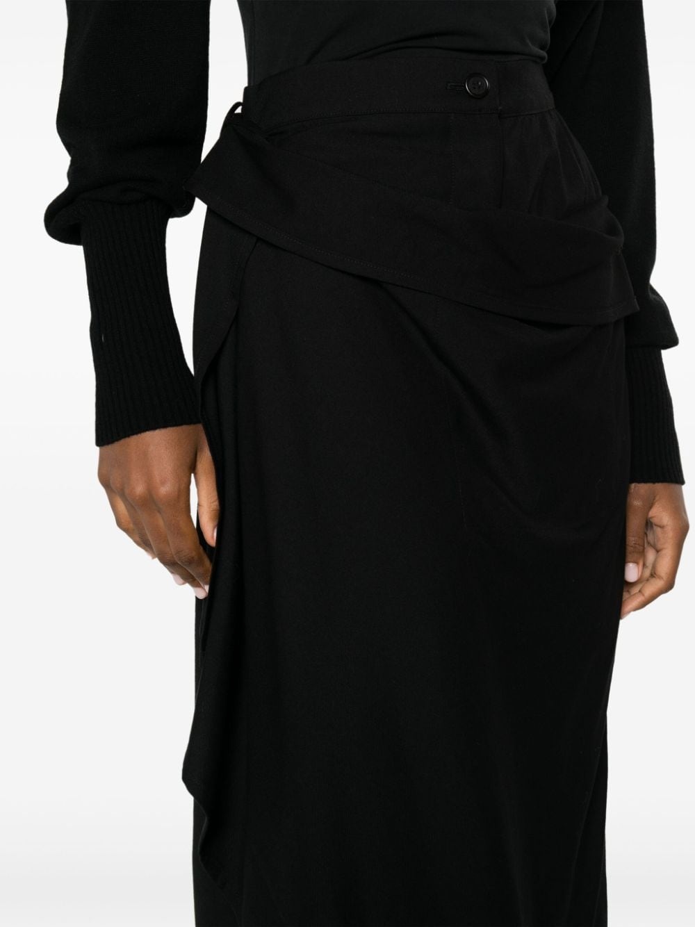 asymmetric draped midi skirt - 5