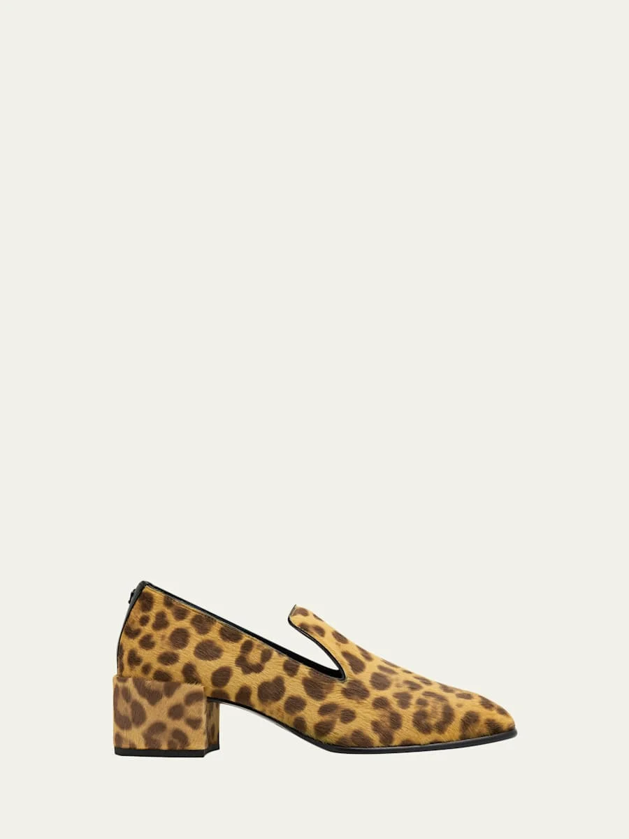 45mm Elliot Leopard Calf Hair Loafers - 1