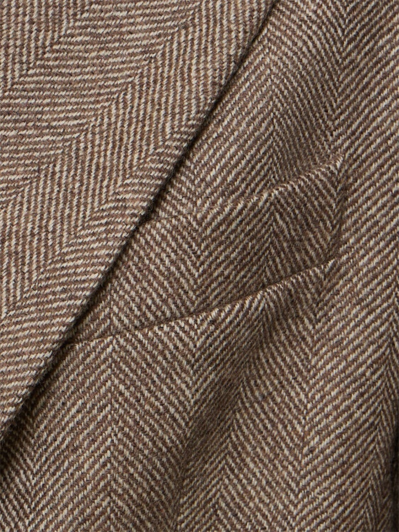 Brushed wool blend herringbone blazer - 4