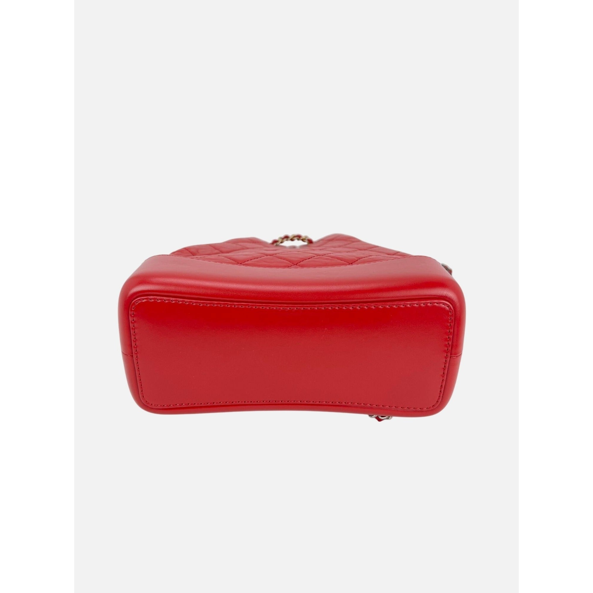 Chanel Aged Calfskin Quilted Small Gabrielle Red Backpack - 3