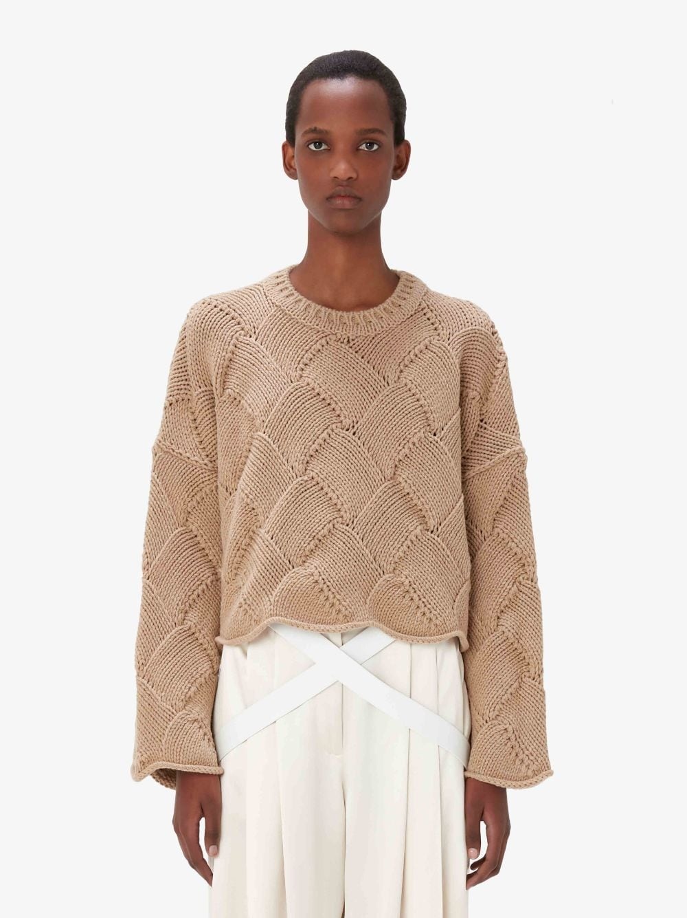 basket-weave cropped jumper - 2