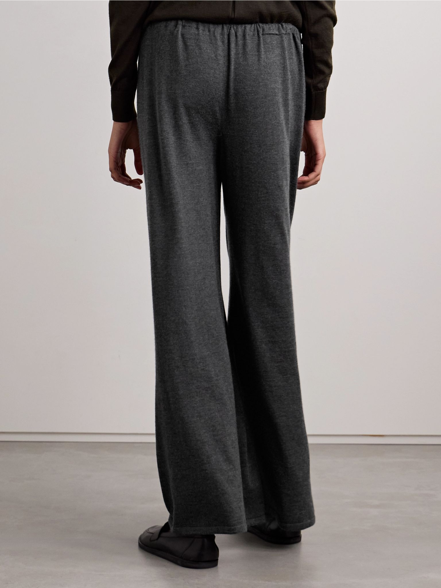 Helphine mélange cashmere wide-leg pants Gray - 3
