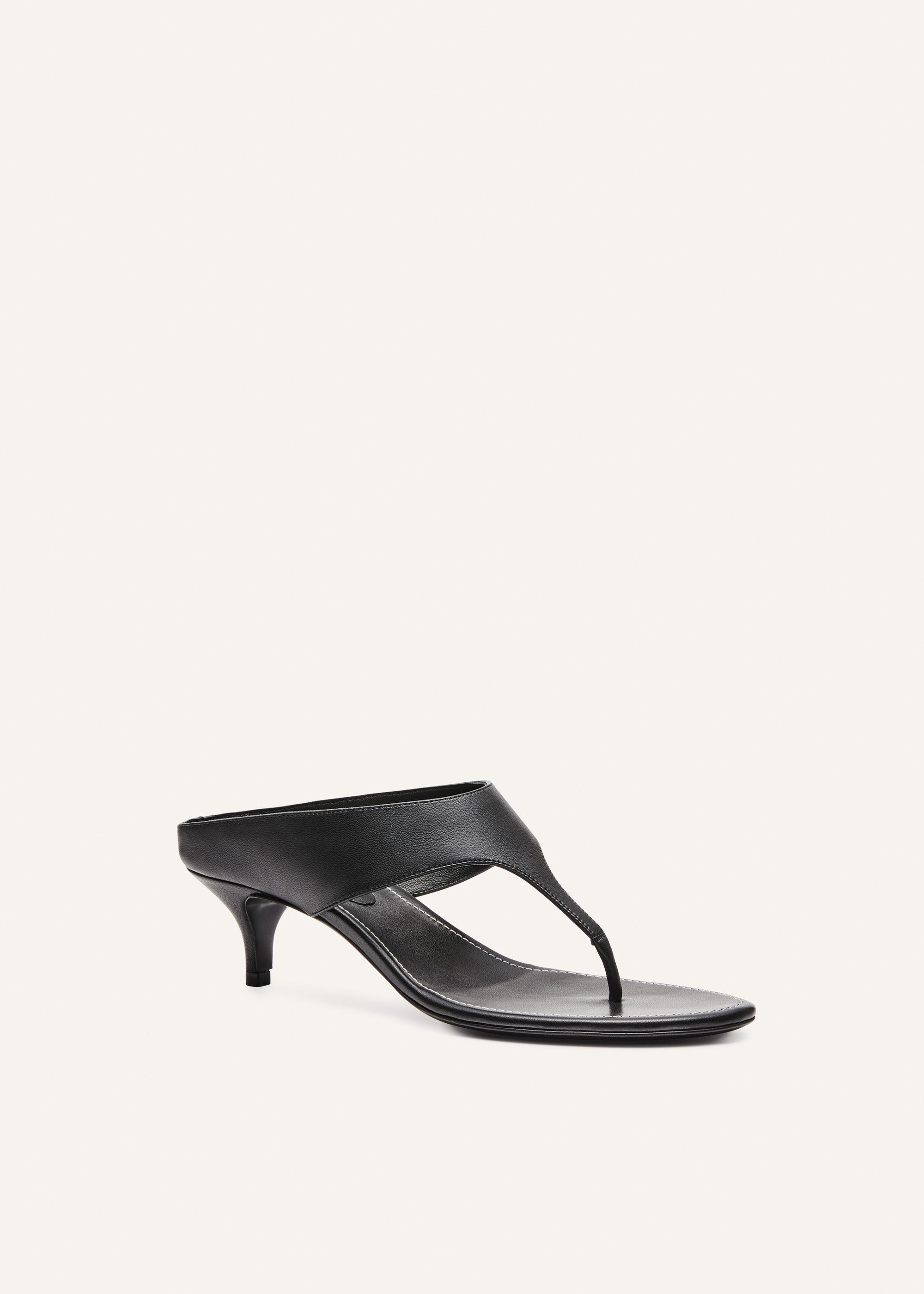 Thong sandals in black leather - 2