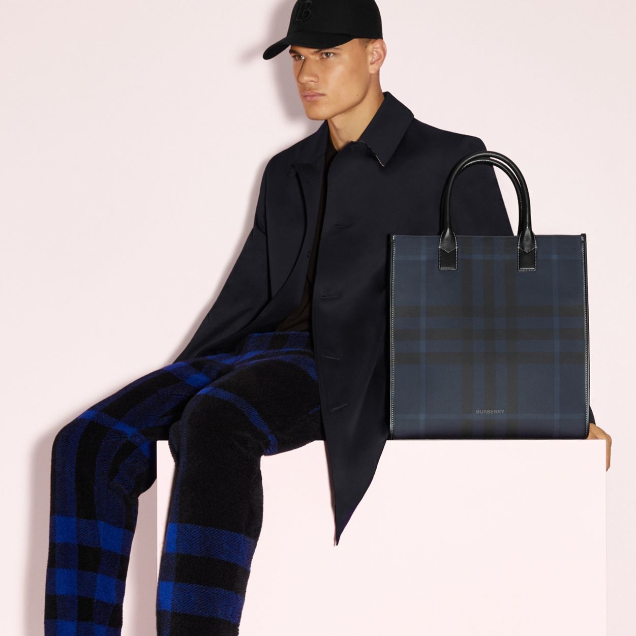 Exaggerated Check and Leather Tote - 11