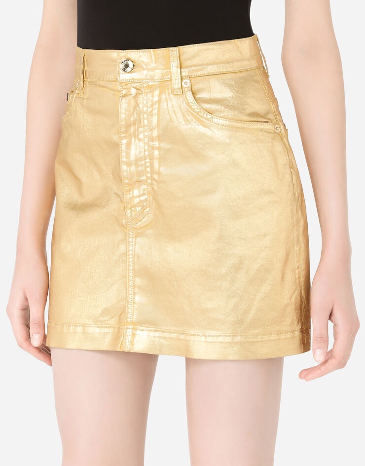 5-pocket laminated denim miniskirt - 4