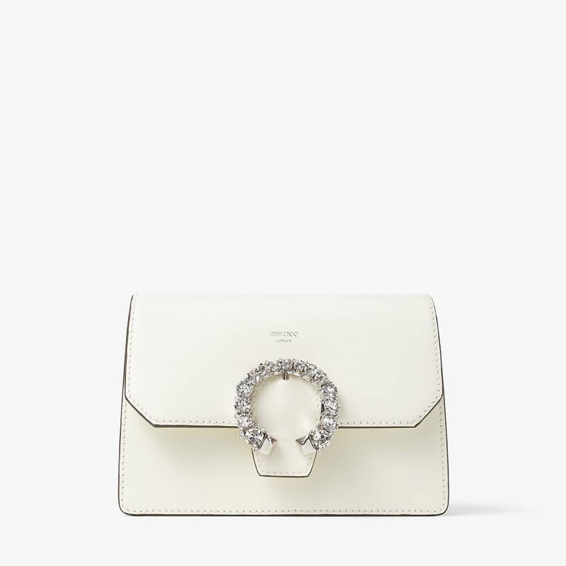Madeline Crossbody
Latte Polished Grainy Leather Crossbody Bag with Crystal Buckle 1