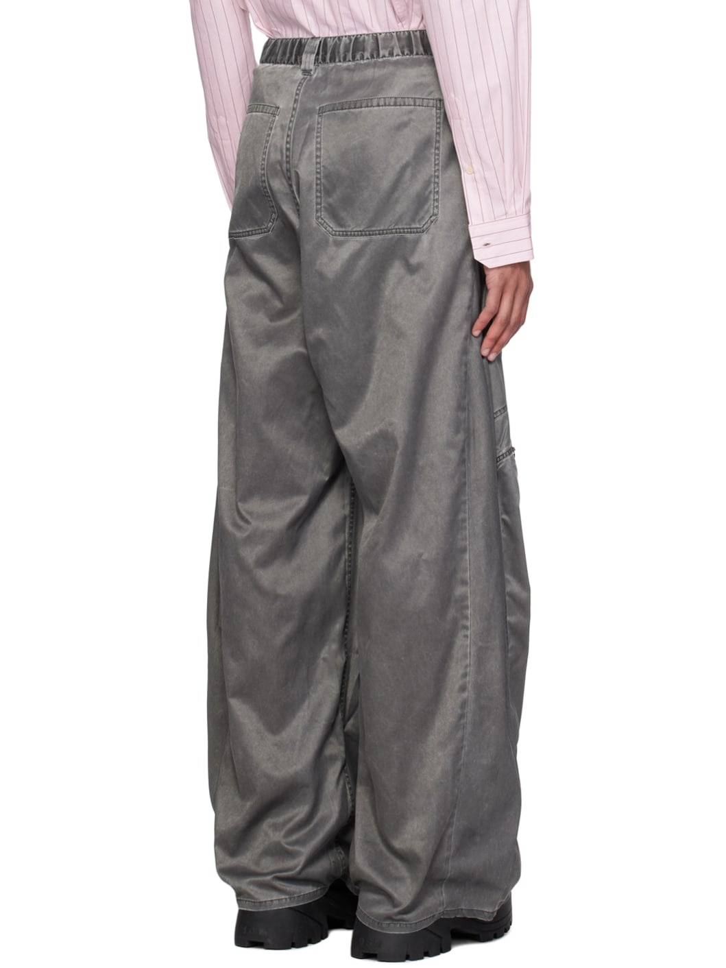 Gray Gathered Trousers - 3
