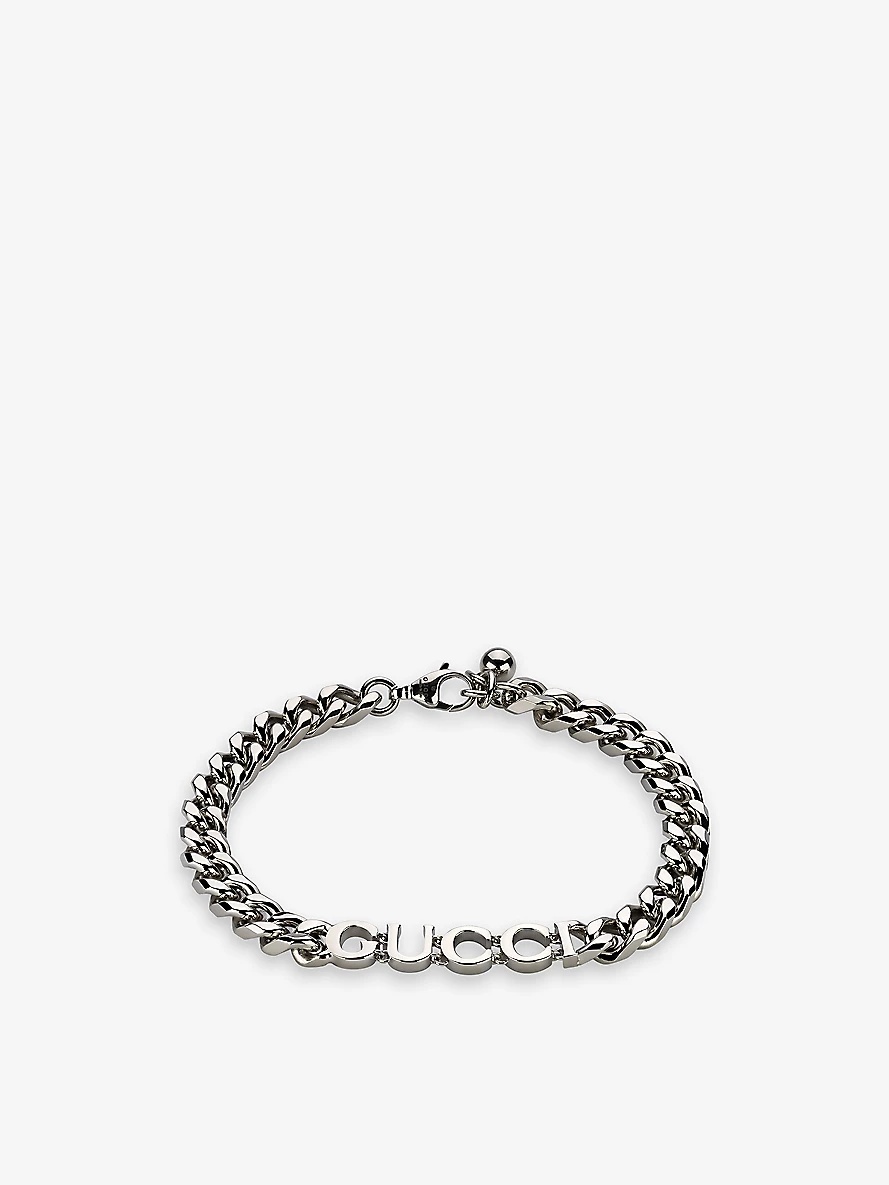 Script silver-toned metal bracelet - 1