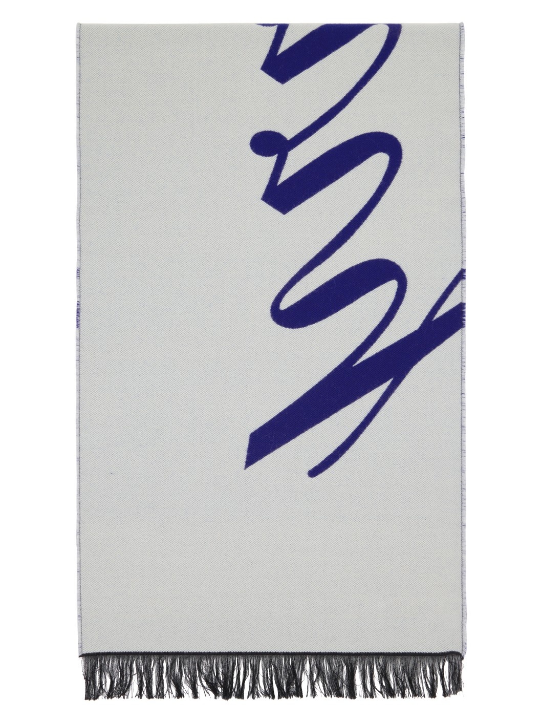 Blue & Off-White Logo Wool Silk Scarf - 2