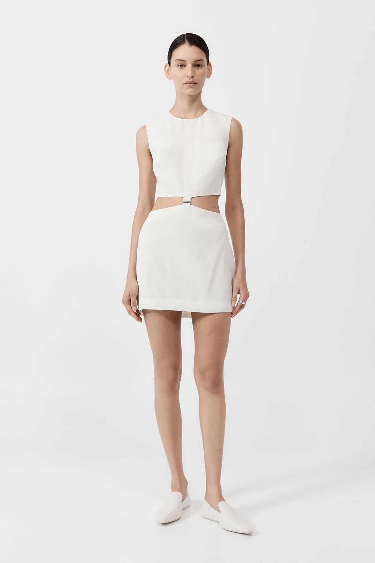 Clip Buckle Mini Dress - Off White - 2