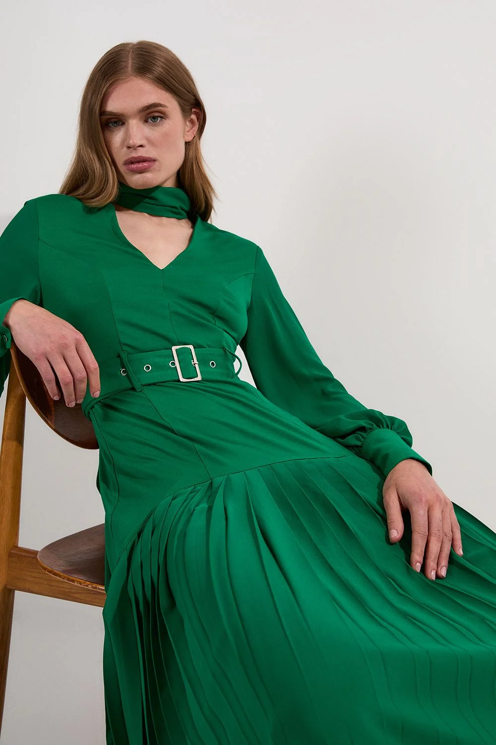Petite Jersey Ponte Georgette Mix Midi Dress - 1