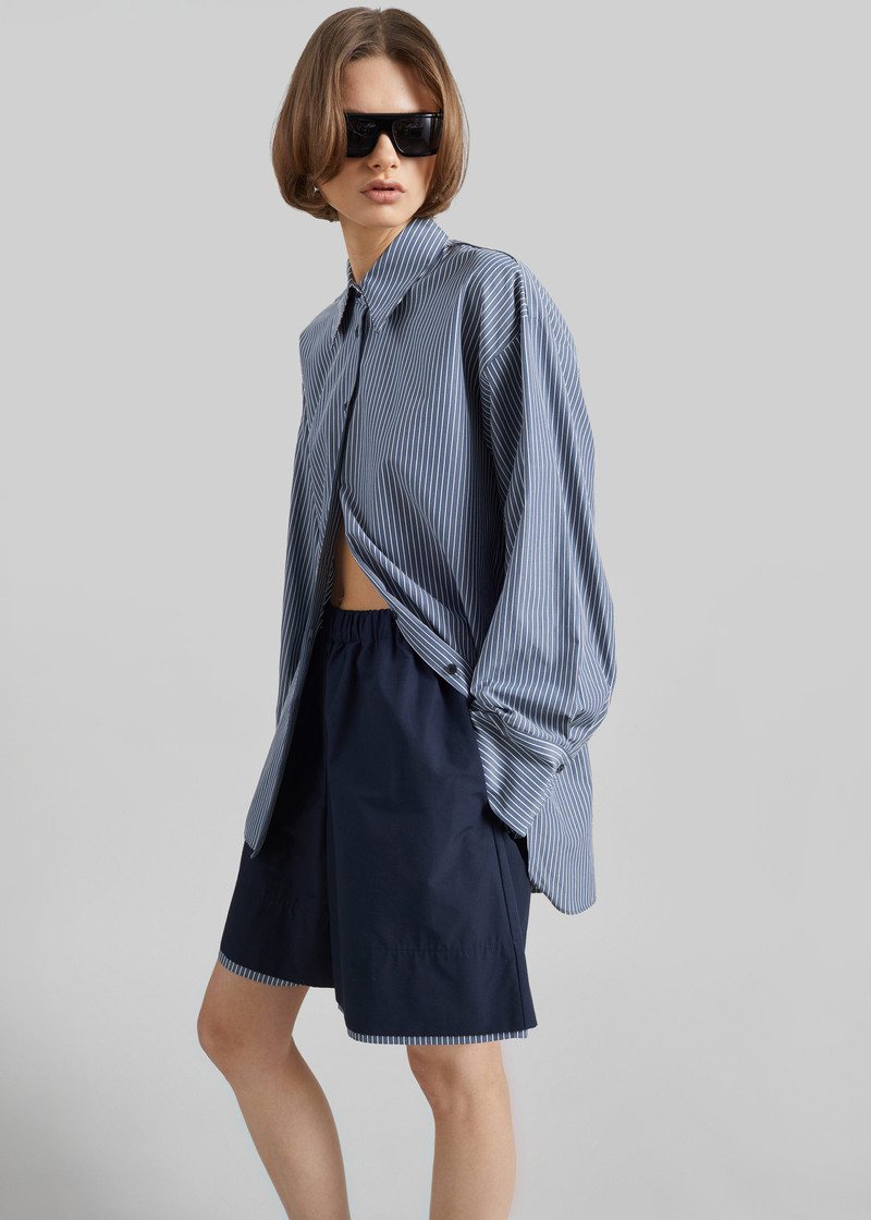 Menton Oversized Shirt - Navy/White Stripe 4