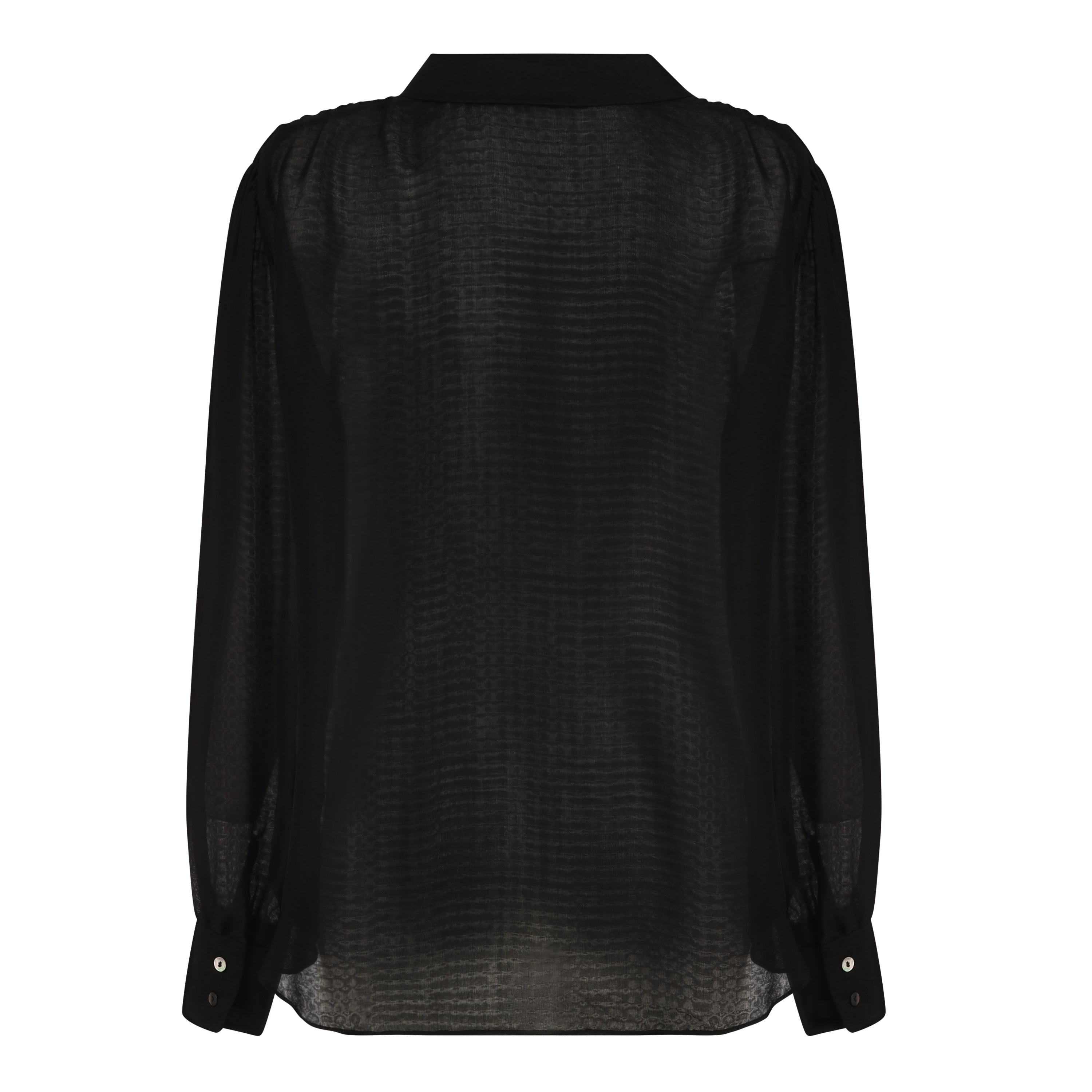 Black Double Silk Chiffon Sheer Andrea Blouse - 2
