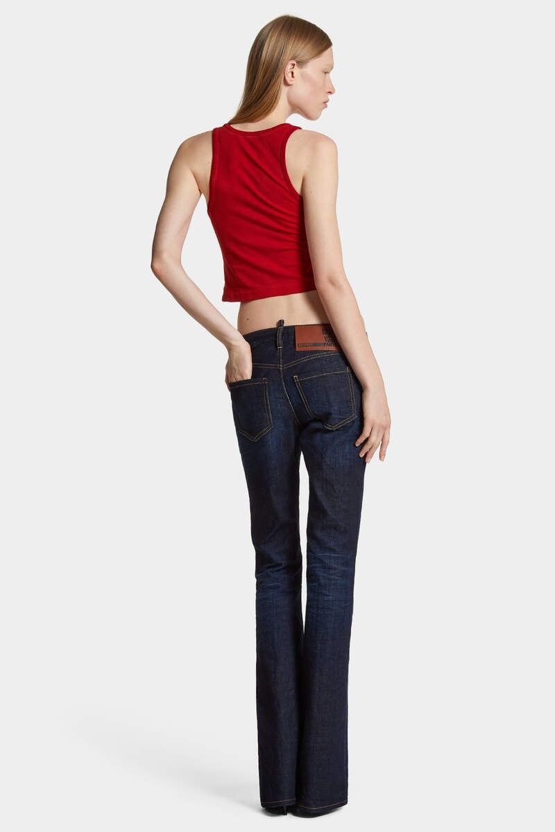 DARK URBAN WASH MEDIUM WAIST FLARE JEANS - 4