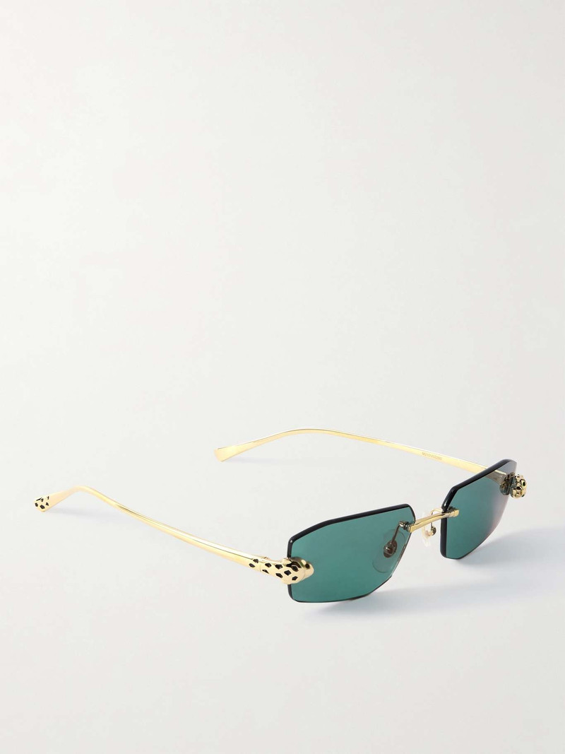 Cartier Panthère rimless rectangular-frame gold-tone sunglasses Gold outlook