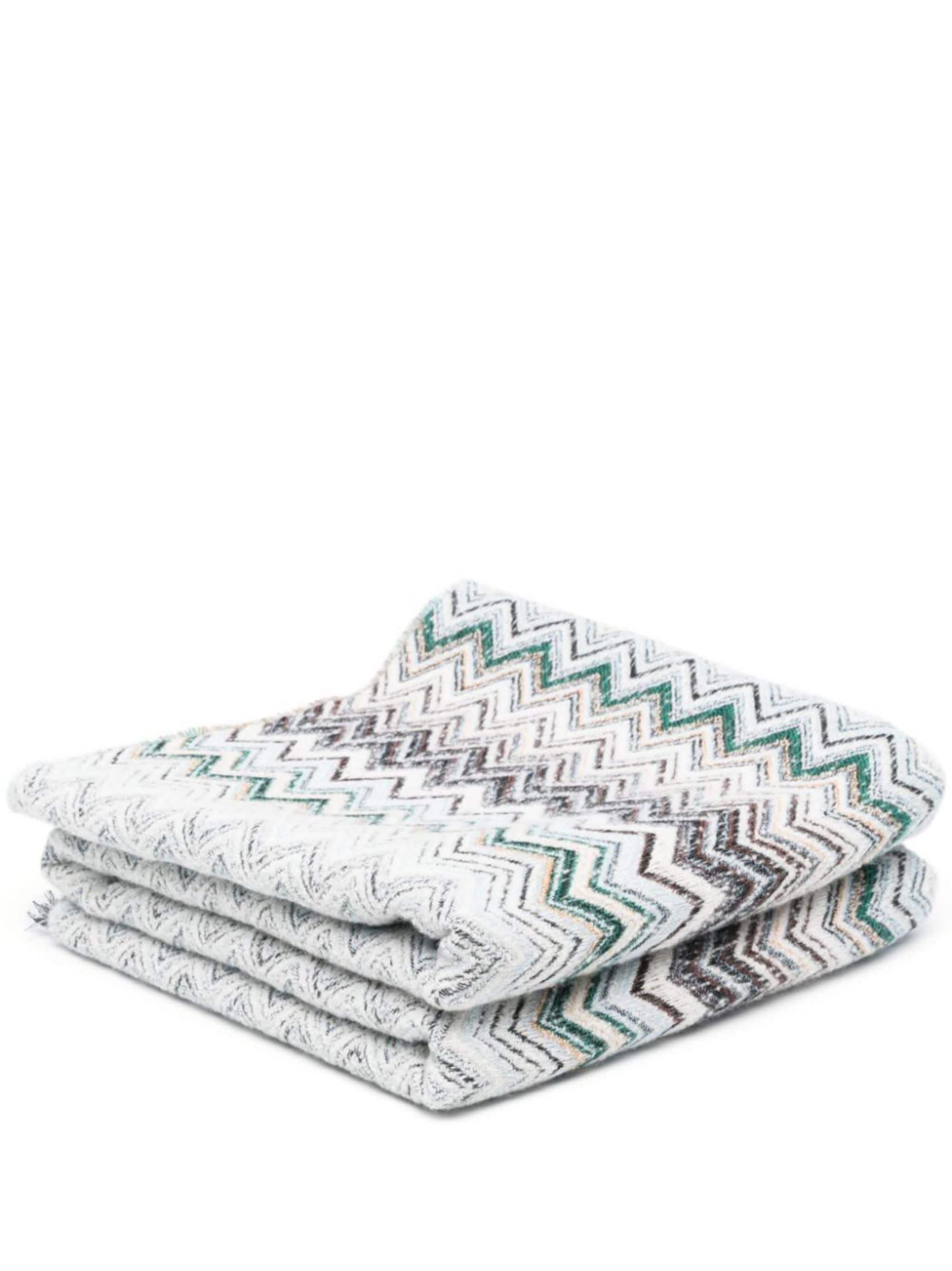 zigzag-woven knitted blanket - 1