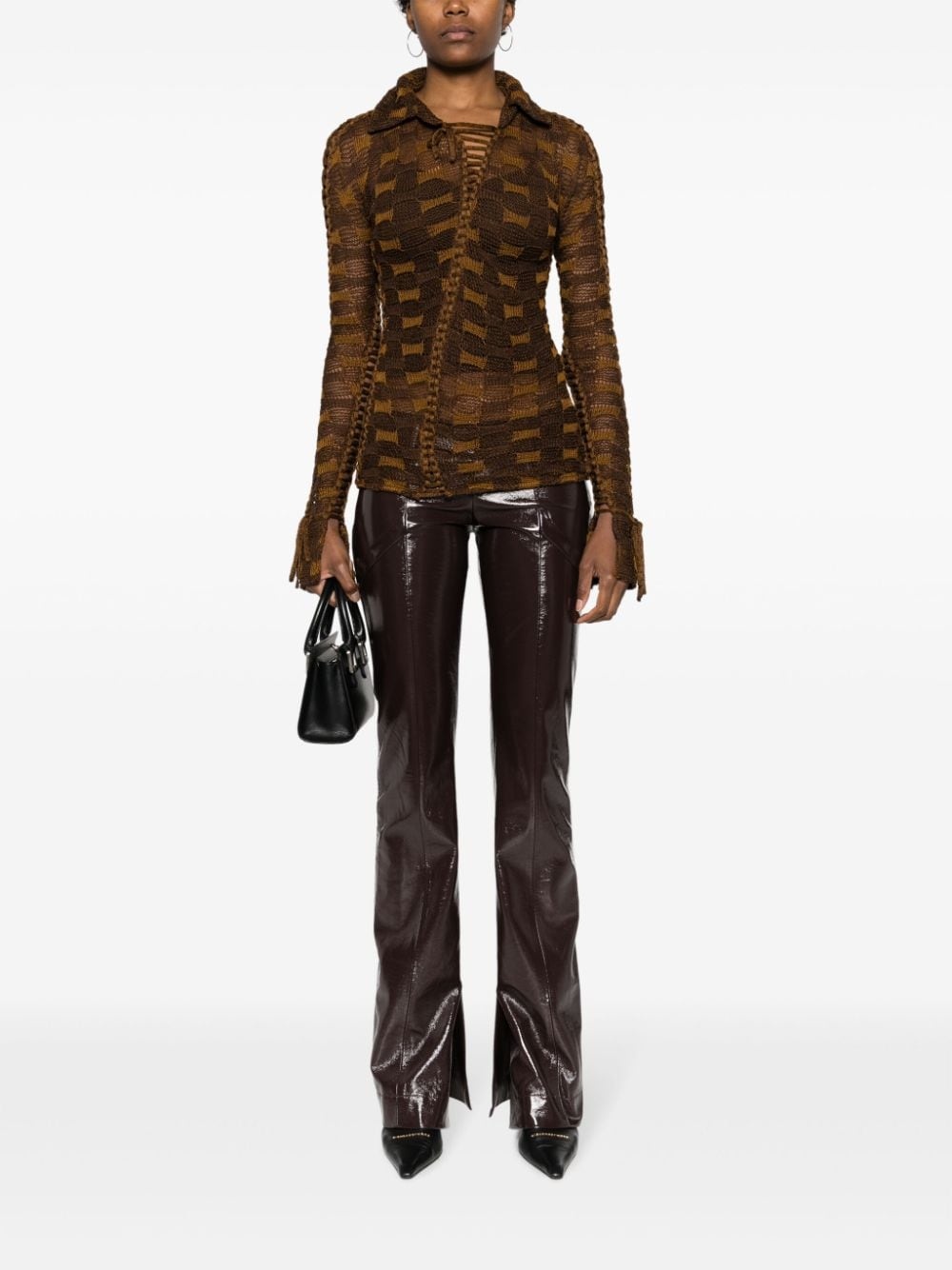 tie-fastening knitted shirt - 2