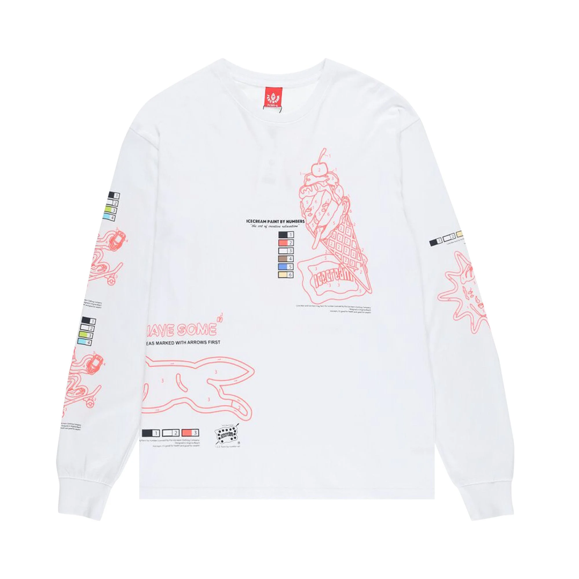 Icecream Follow The Numbers Long-Sleeve T-Shirt 'White' - 1