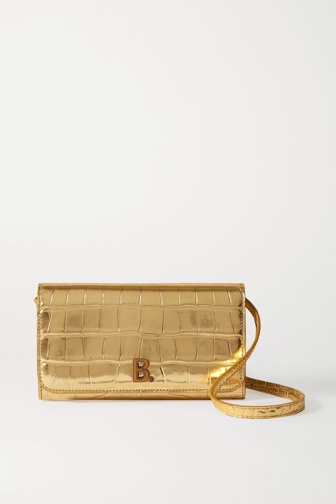 Touch metallic croc-effect leather shoulder bag - 1