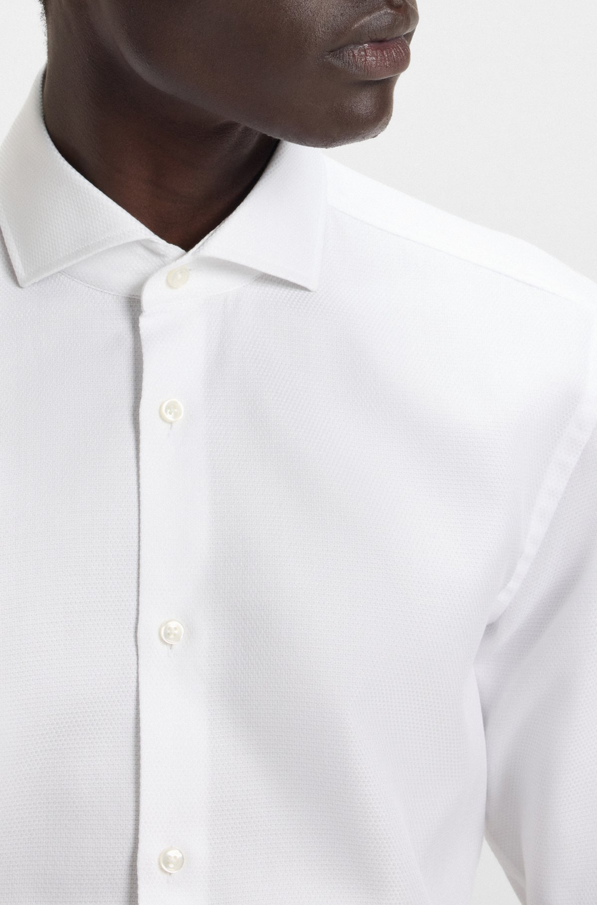 SLIM-FIT SHIRT IN MICRO-STRUCTURED ITALIAN COTTON - 3