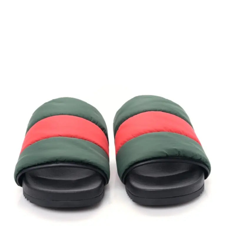 (WMNS) Gucci Padded Web Slide Sandals 'Green and Red Nylon' 700320-UFR30-3060 - 3