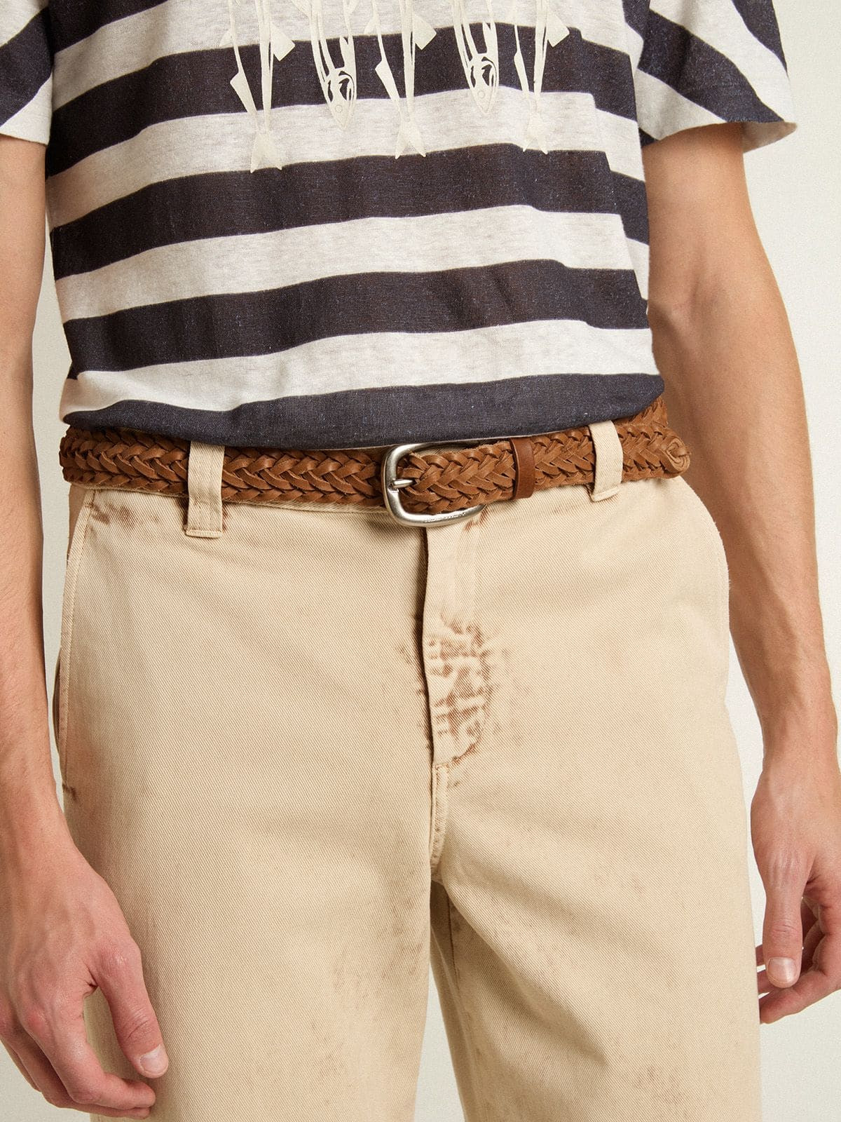 Houston belt in dove-gray woven leather - 3