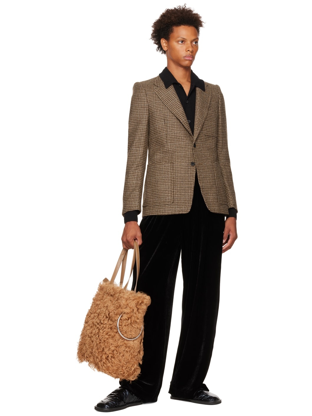 Brown Houndstooth Blazer - 4