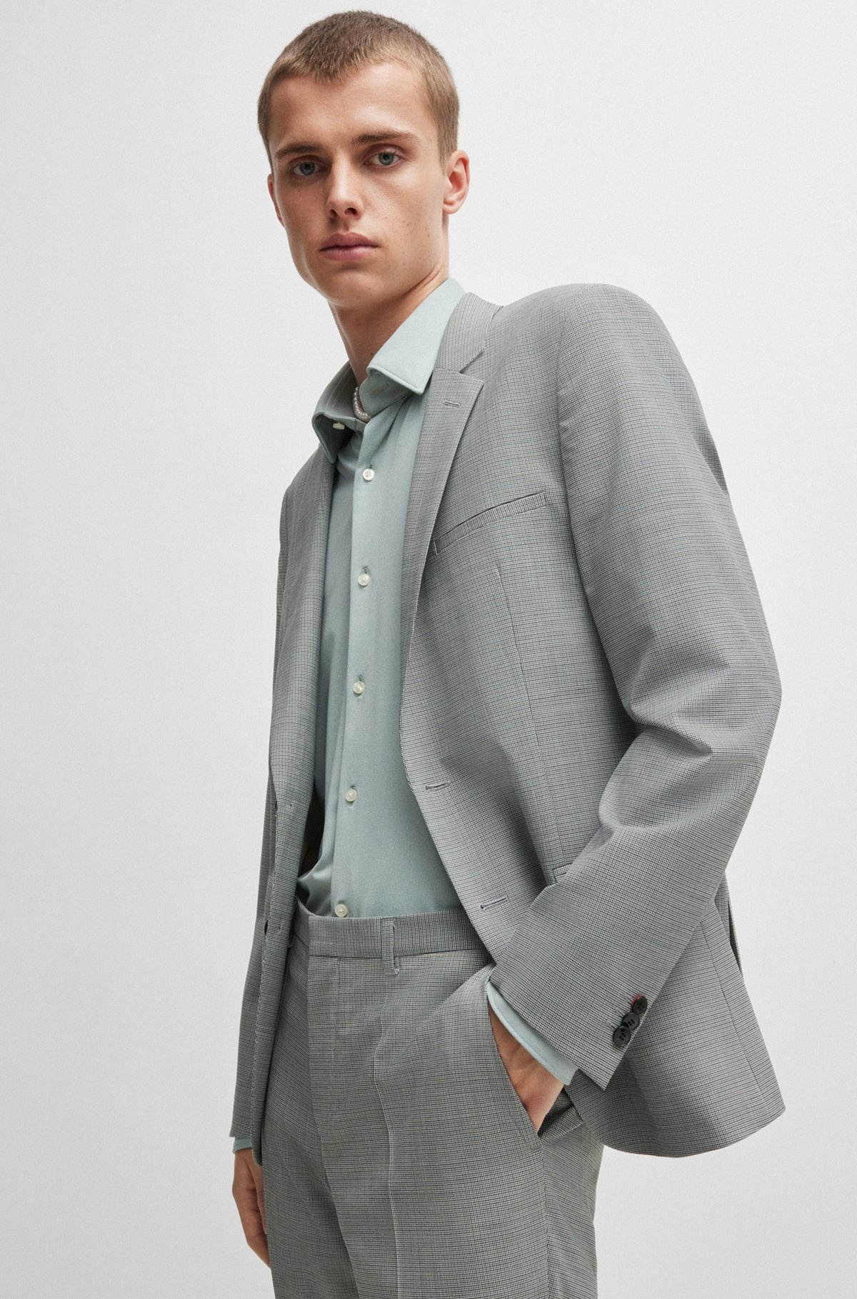 EXTRA-SLIM-FIT SUIT IN HOUNDSTOOTH PERFORMANCE-STRETCH FABRIC - 2