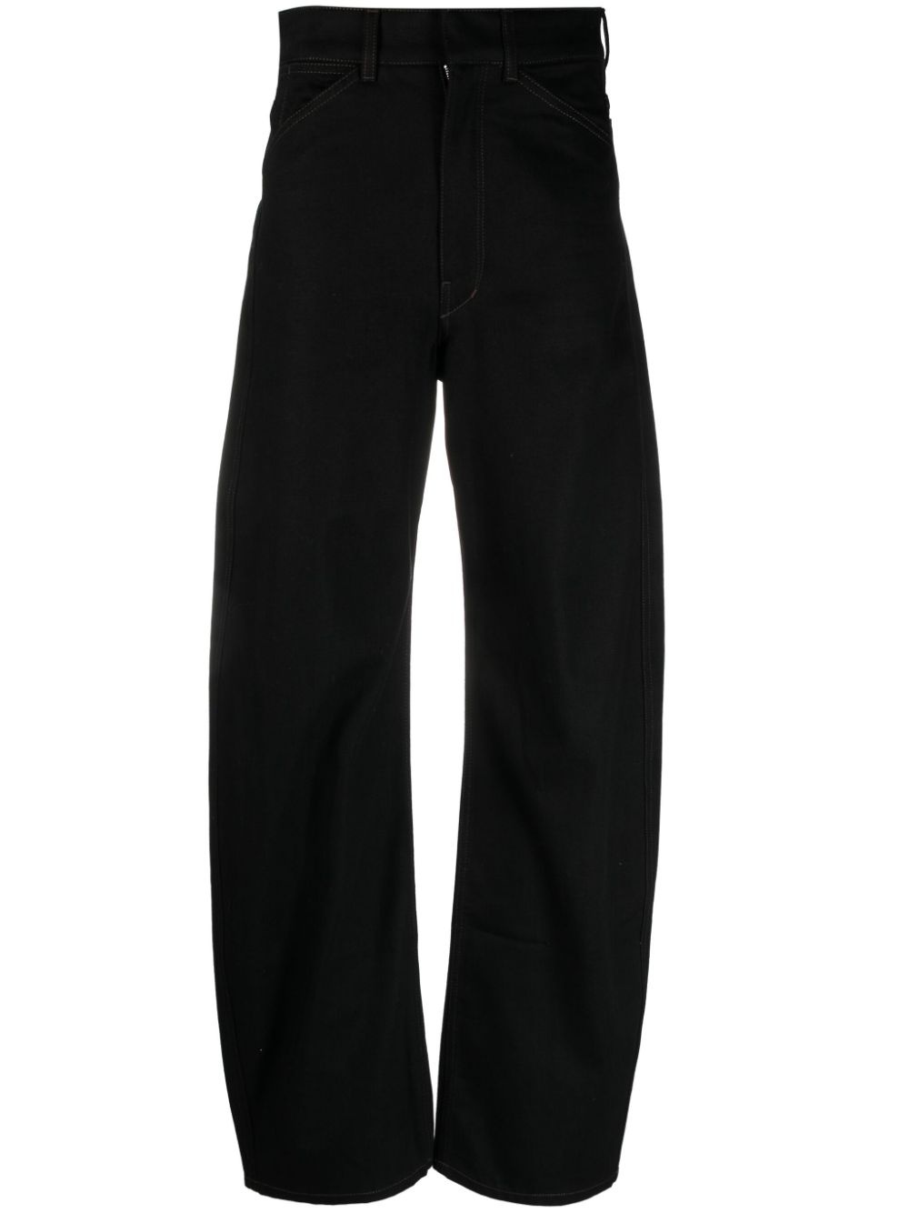 Cotton high-waisted trousers - 1