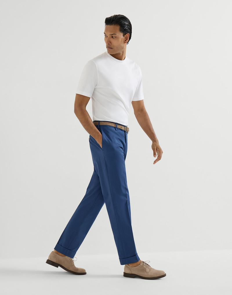 Garment-dyed Italian fit trousers in American Pima comfort cotton gabardine 5