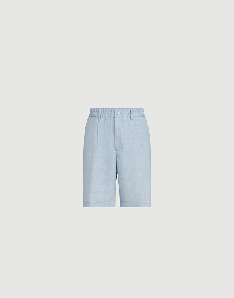 Linen and virgin wool chevron Bermuda shorts 1