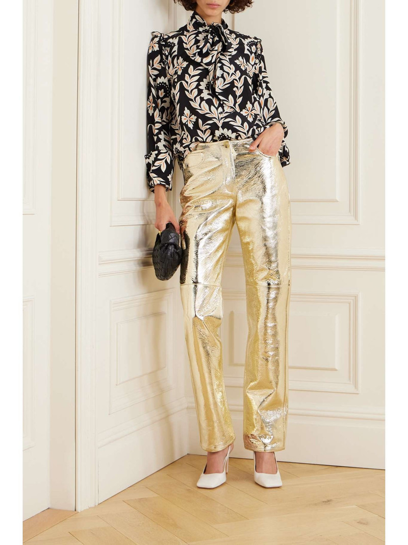 La DoubleJ Ascot pussy-bow printed silk crepe de chine shirt outlook
