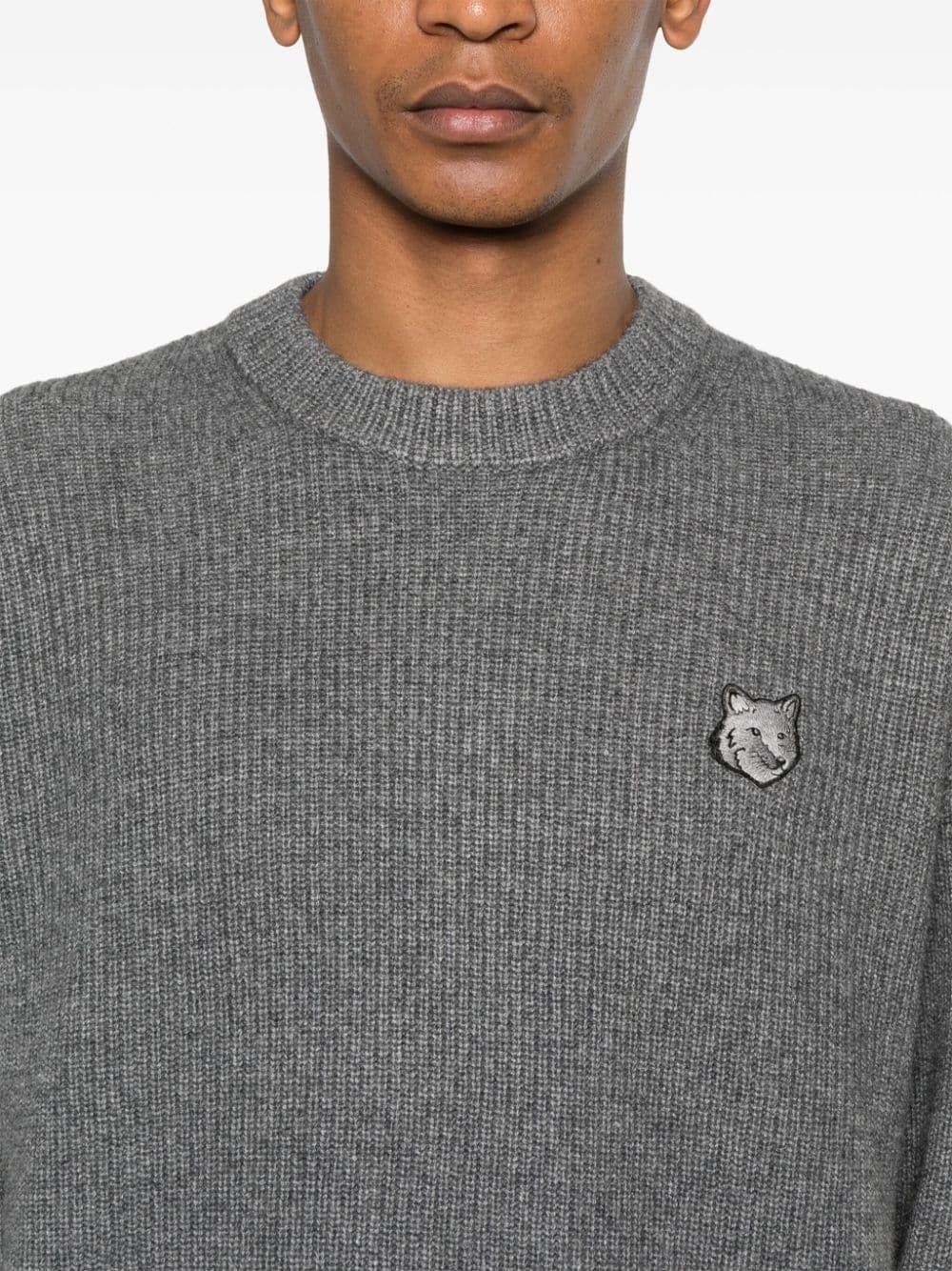 Bold Fox Head-patch ribbed sweater - 5