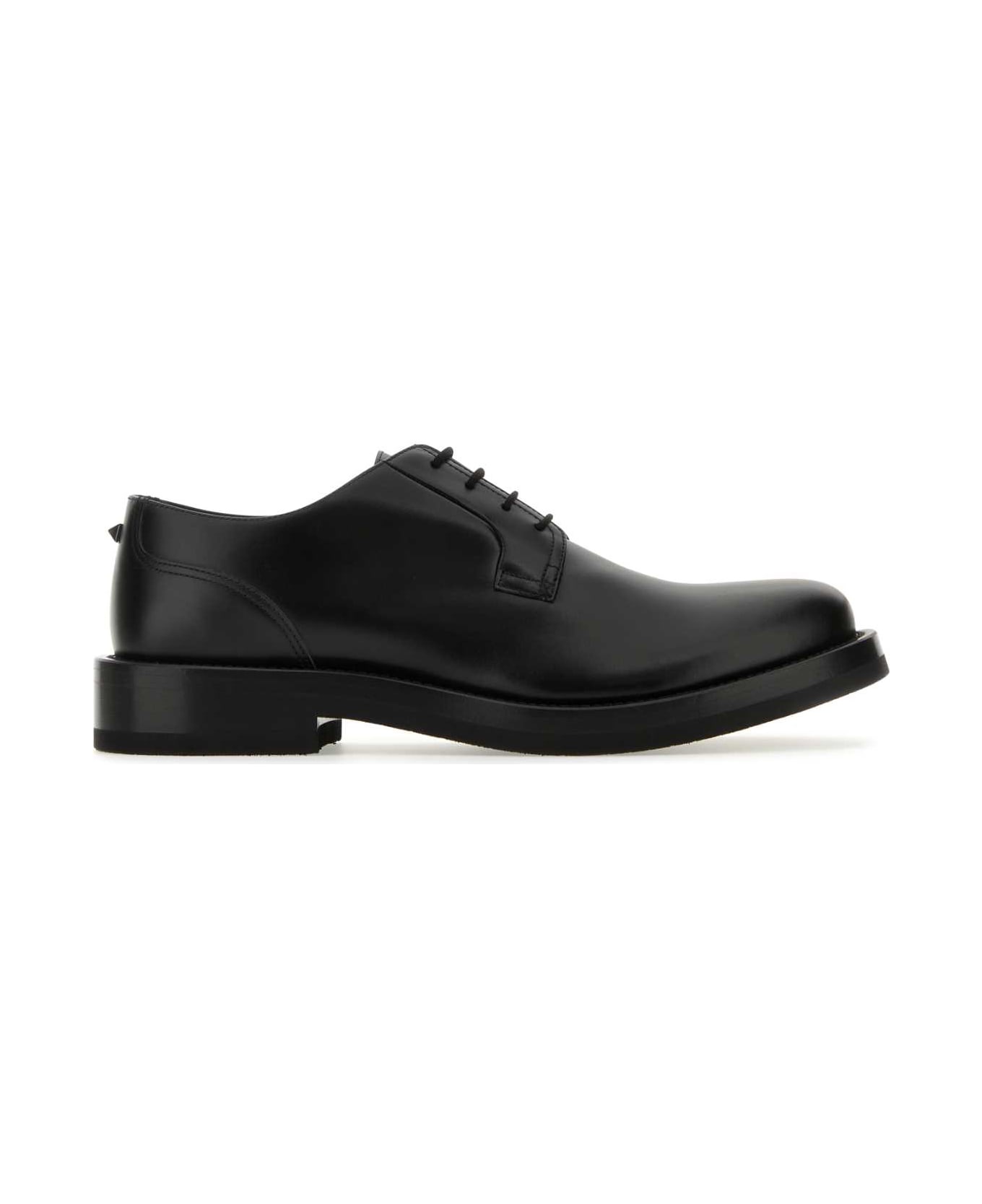 Black Leather Lace-up Shoes - 1