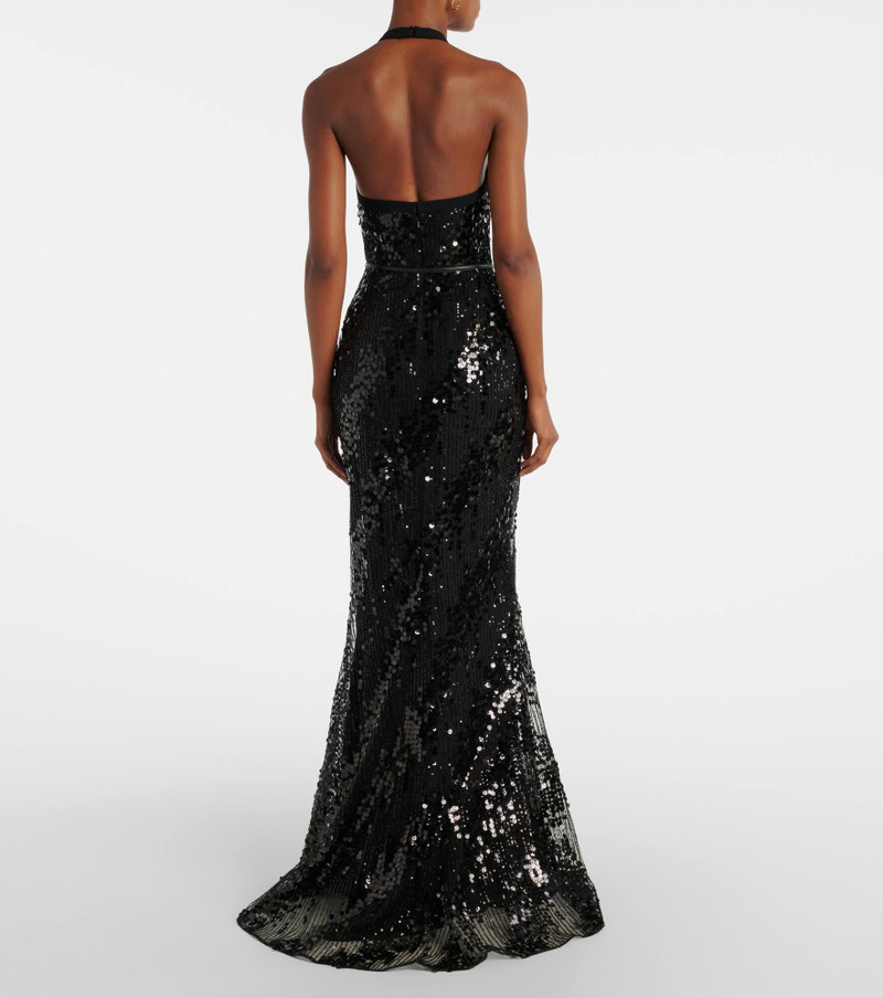 Sequined halterneck silk-blend gown 3