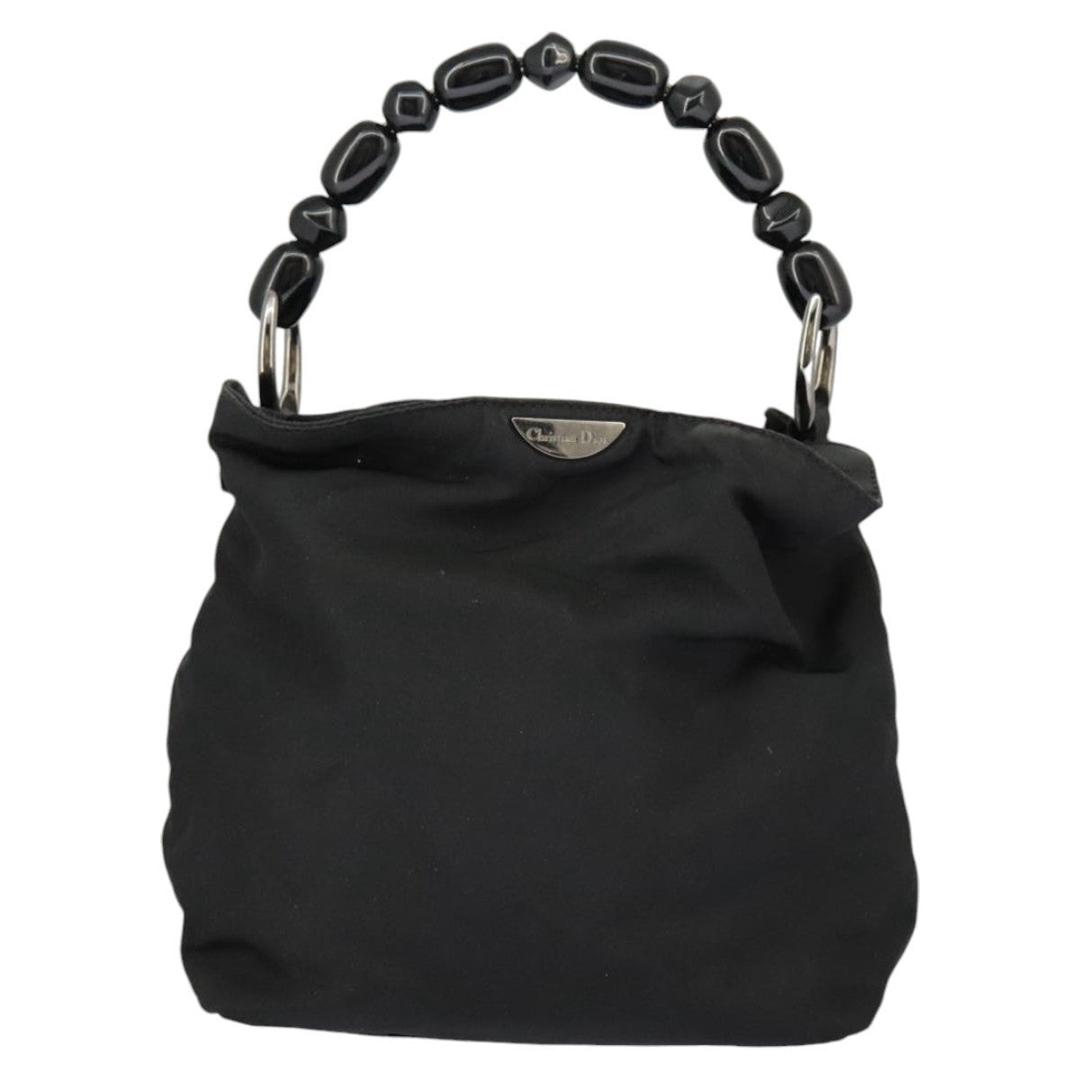 DIOR Hand Bag Nylon Black Silver - 2