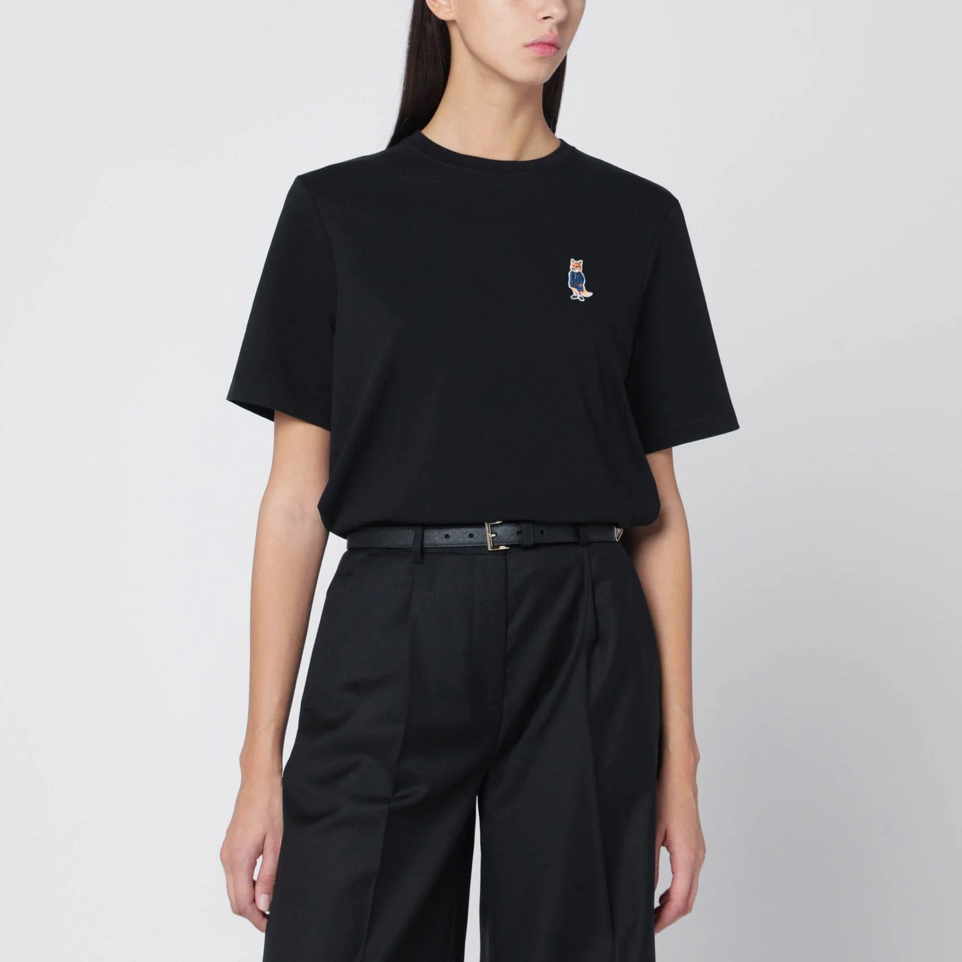Black T-shirt with logo patch - 1