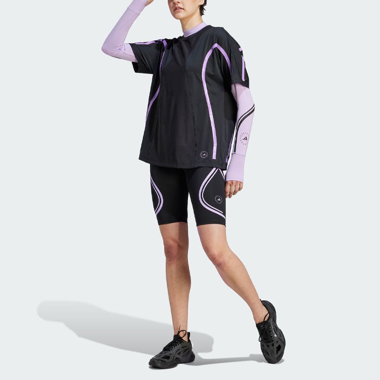 (WMNS) adidas By Stella Mccartney Truepace Running Loose Short Sleeve T-shirt 'Black Purple' II3236 - 5