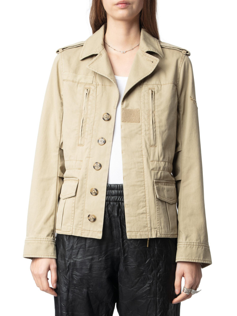 Women's Klimi Cotton Military Jacket - Latte 3