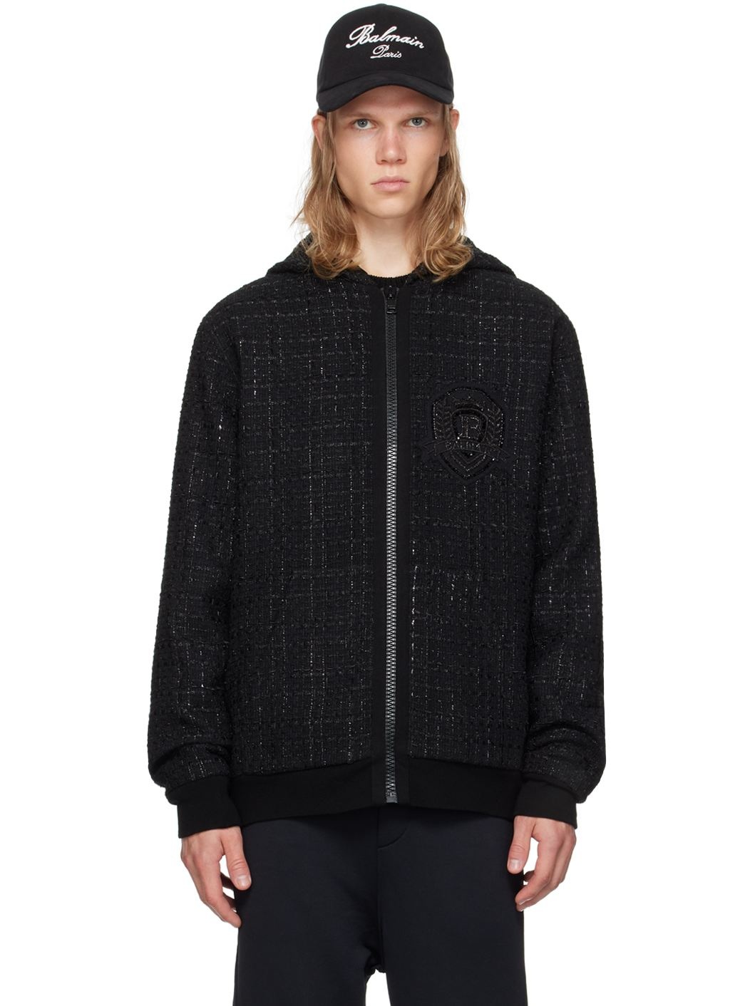 Black Tweed Hoodie - 1