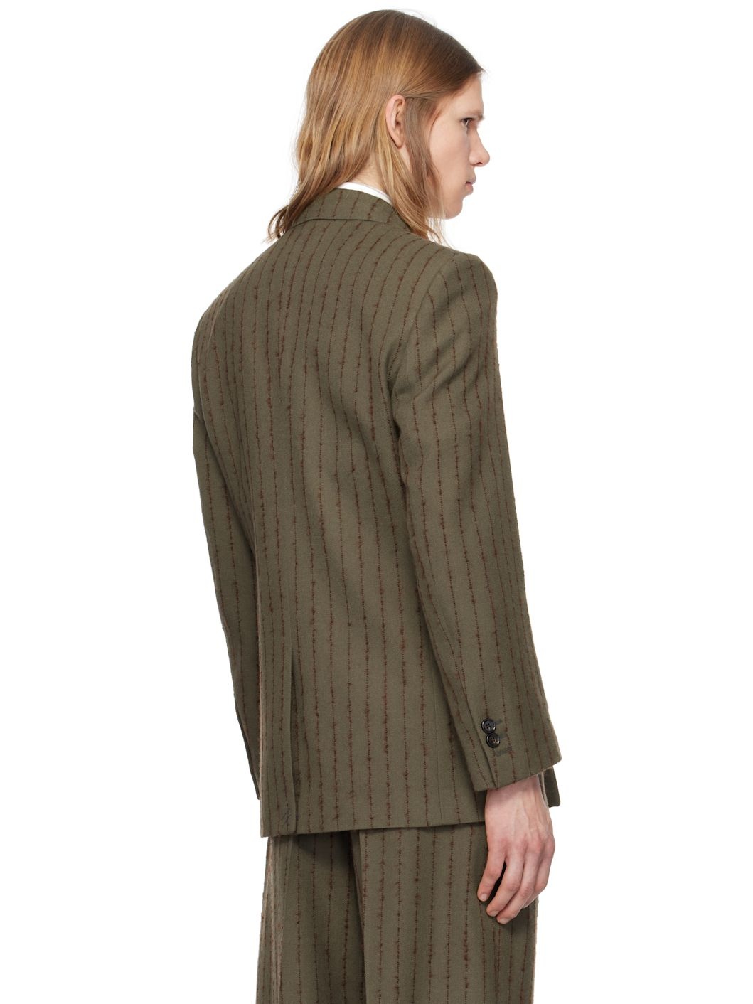 Brown & Red Tailored Double-Breasted Blazer - 3