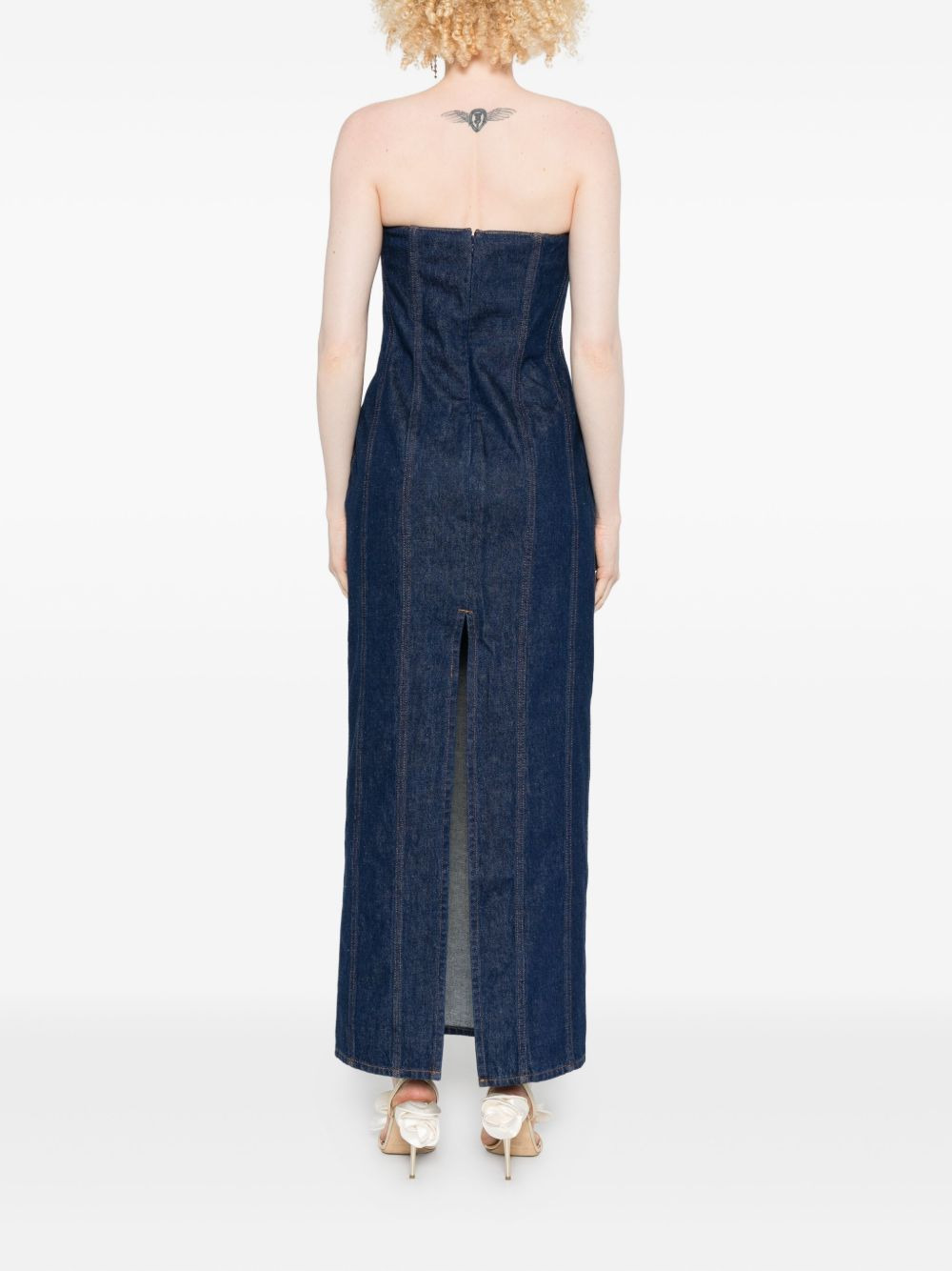 strapless denim midi dress - 4