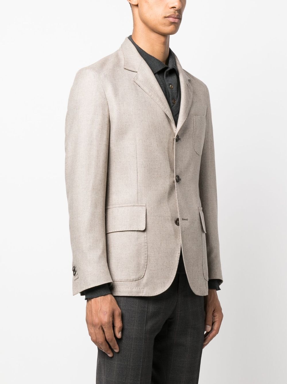 single breasted wool-blend blazer - 3
