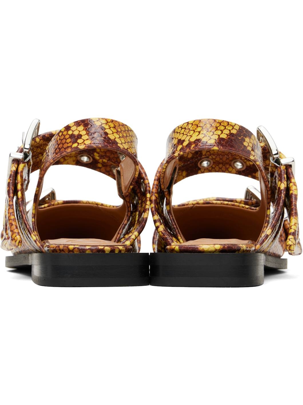 Brown Snake Feminine Buckle Flats - 2